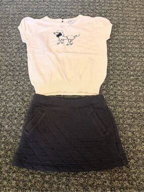 Janie and Jack Poodle Sweater Top & Quilted Skirt Set Toddler Girls 12-18M / 2T